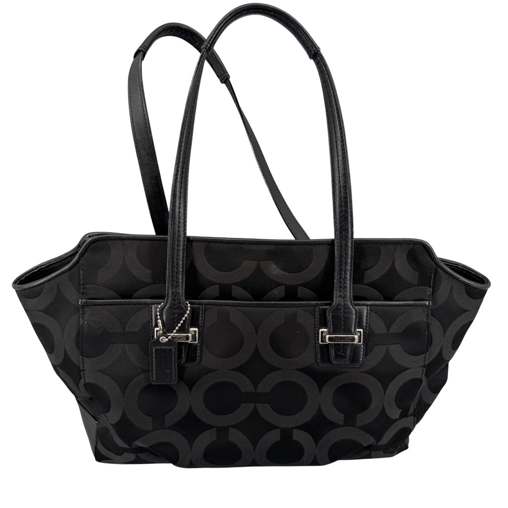 Coach Taylor Op Art Signature Tote Black Jacquard Leather Handbag F25501 - Picture 1 of 10